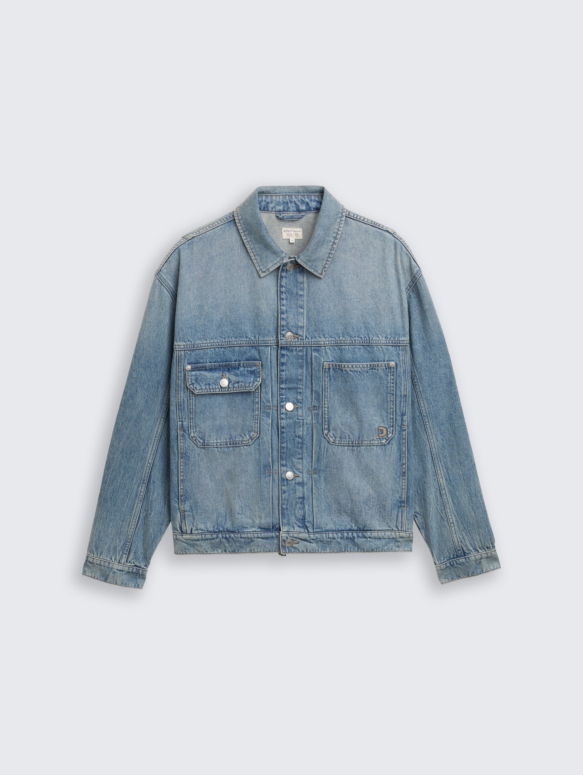 Relaxed fit spijkerjasje met steekzakken - Tinted Blue Denim - Product vooraanzicht