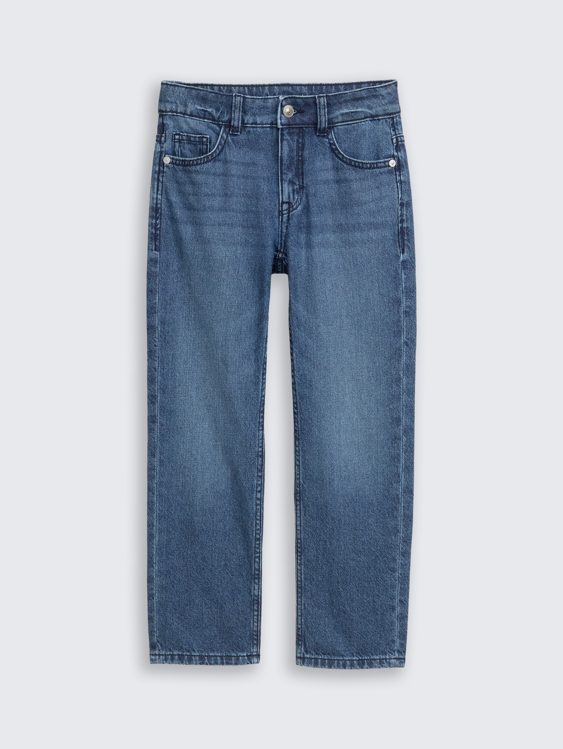 Straight Jeans - Used Mid Stone Blue Denim - Vorder-Produkt-Ansicht