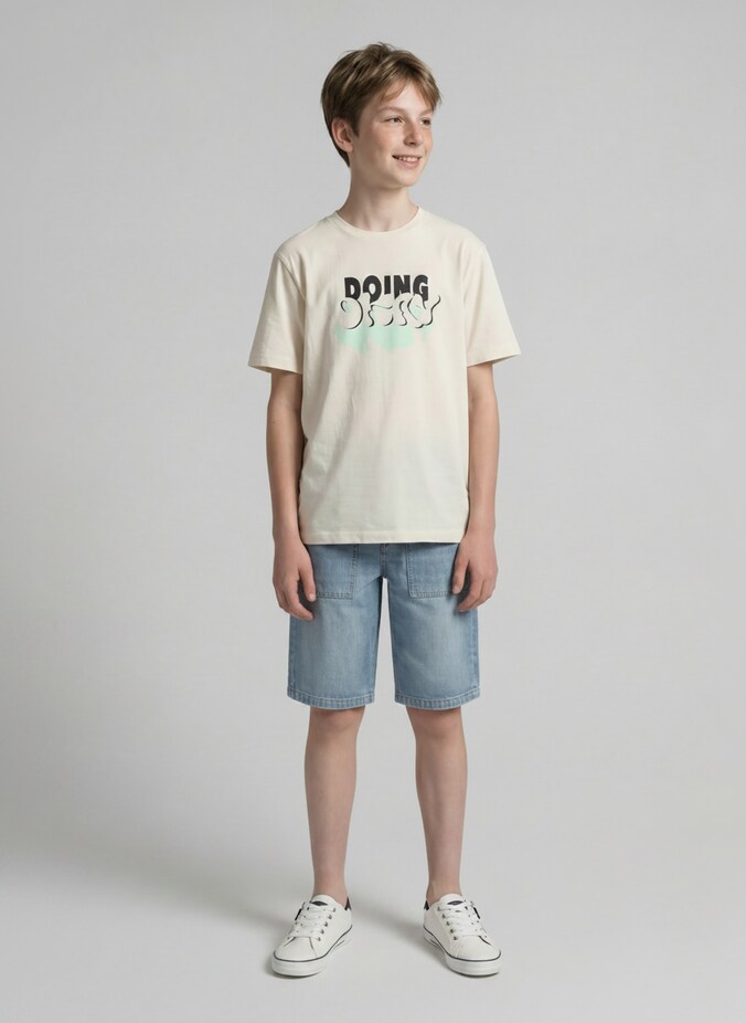 Short baggy par Teen Boys, Tinted Blue Denim