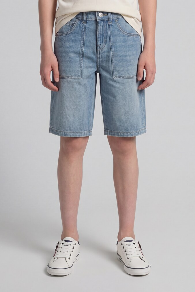 Baggy Jeans Shorts von Teen Boys, Tinted Blue Denim