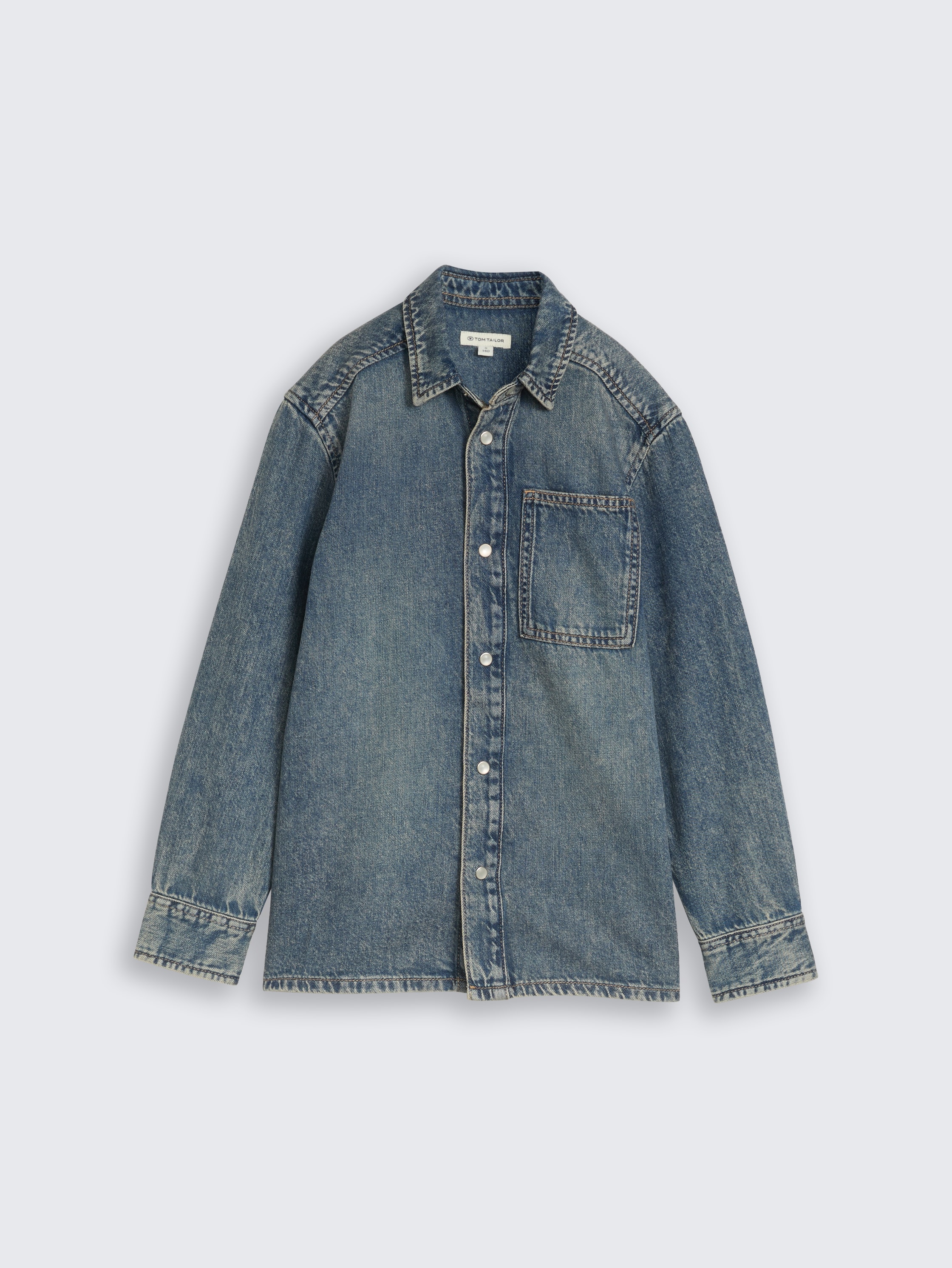 Chemise en jean à coupe régulière en coton - Tinted Blue Denim - Vue de face du produit
