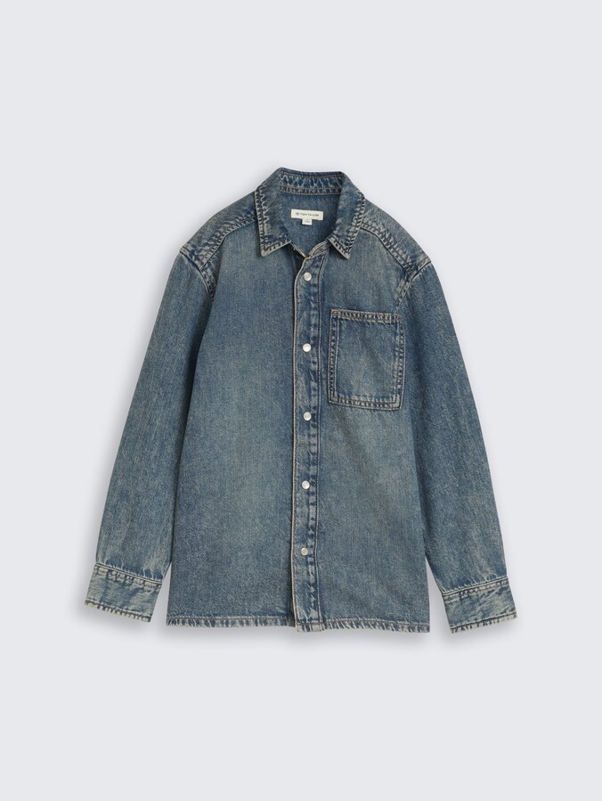 Regular fit denim shirt with cotton by Teen Boys, Tinted Blue Denim