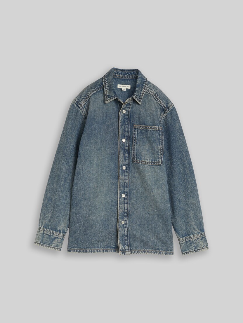 Regular Fit Jeanshemd mit Baumwolle von Teen Boys, Tinted Blue Denim