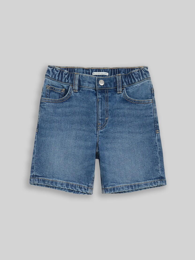 Jeansshort met stretch door Mini Boys, Used Mid Stone Blue Denim
