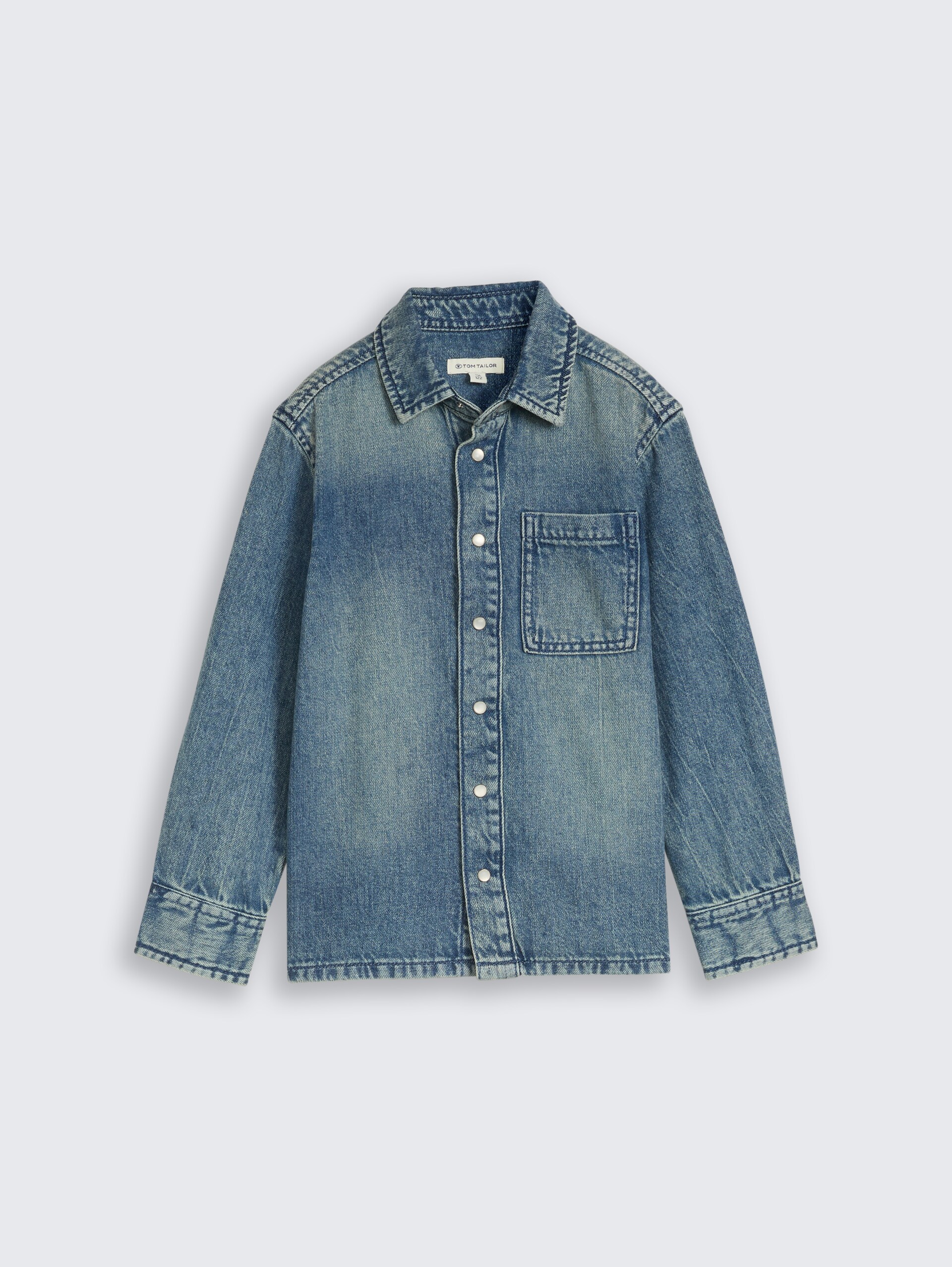 Regular Fit Jeanshemd mit Baumwolle - Tinted Blue Denim - Vorder-Produkt-Ansicht