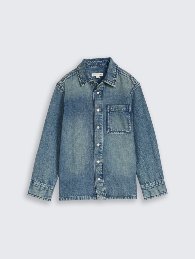 Regular fit denim shirt with cotton by Mini Boys, Tinted Blue Denim