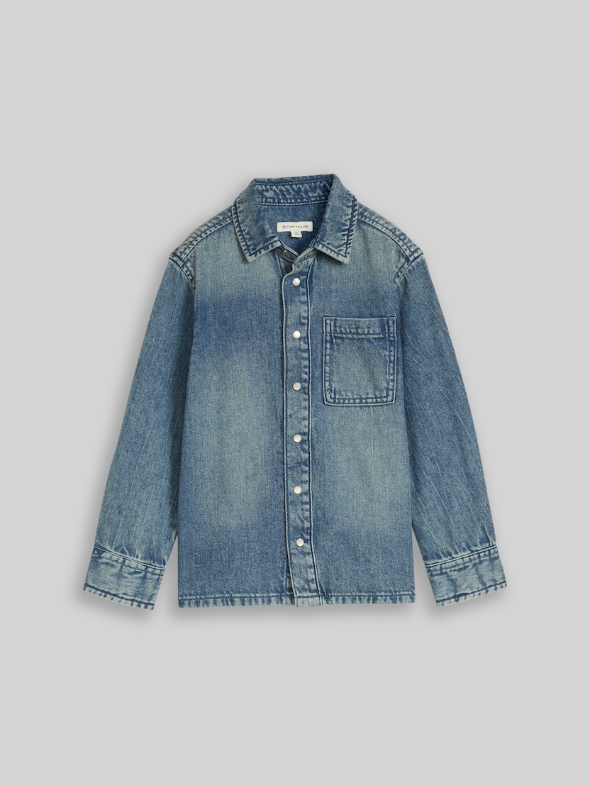 Regular Fit Jeanshemd mit Baumwolle von Mini Boys, Tinted Blue Denim
