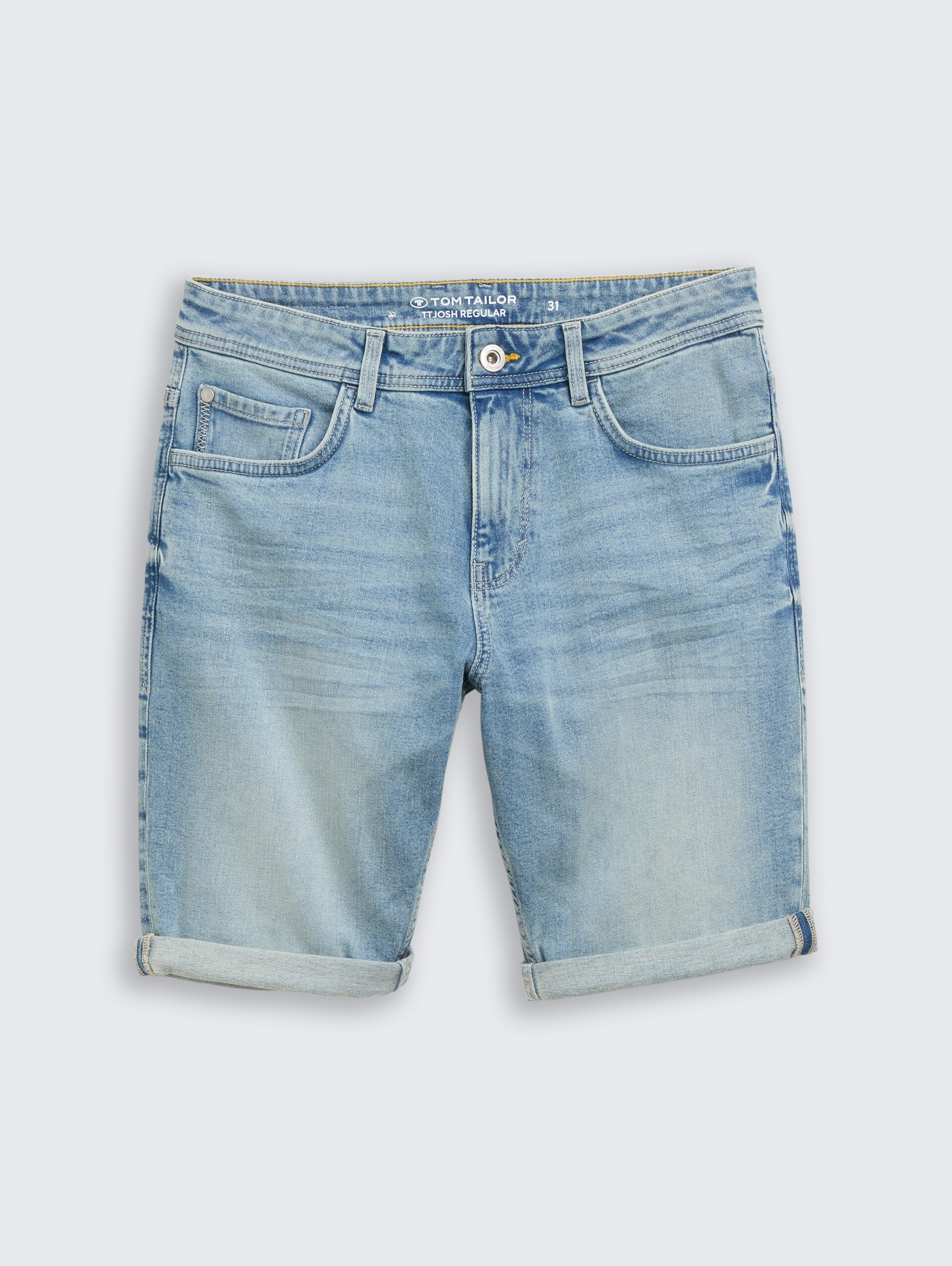 TTJOSH REGULAR SLIM Jeans Shorts - Light Stone Blue Denim - Vorder-Produkt-Ansicht