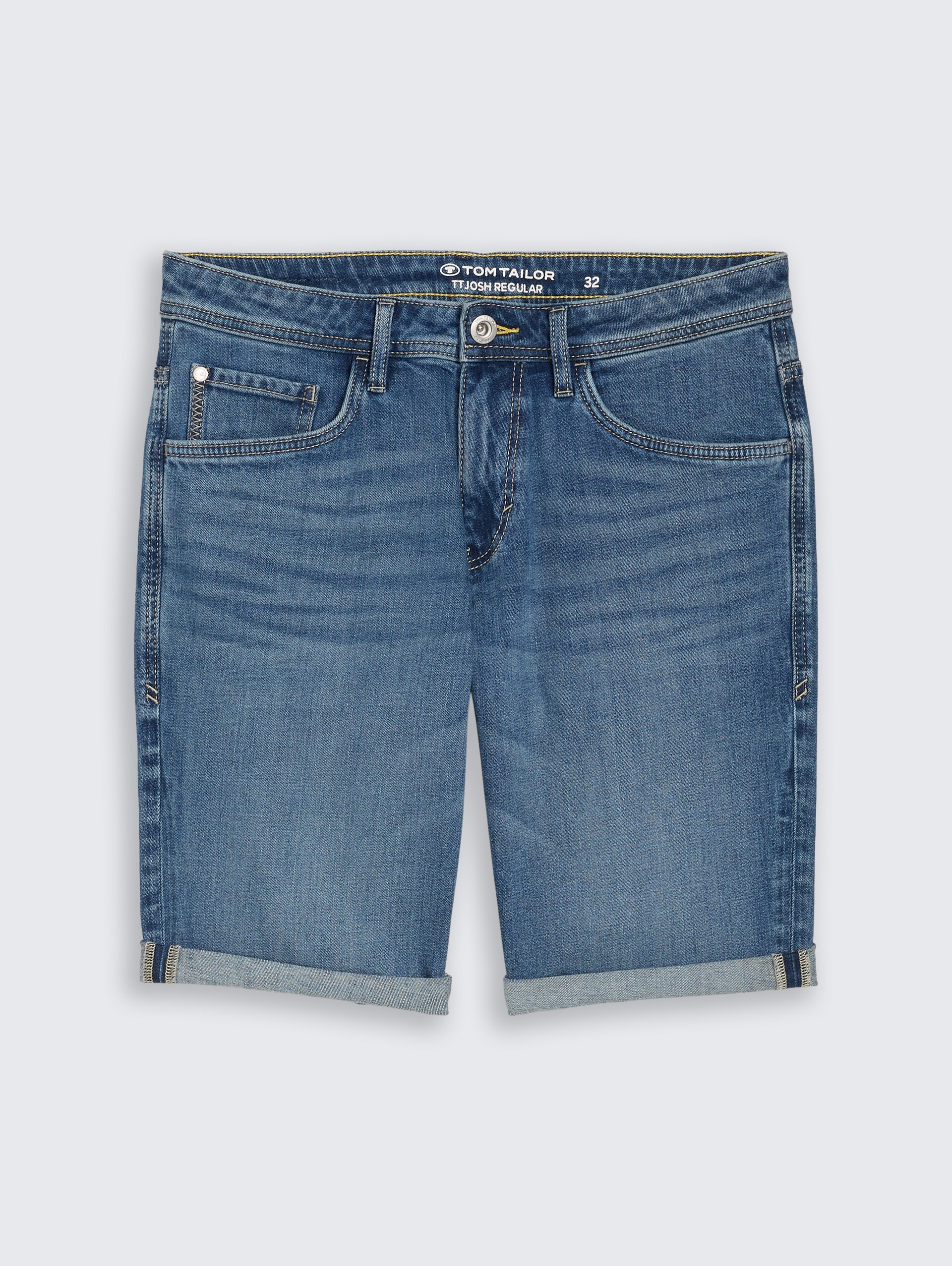 TTJOSH REGULAR SLIM Jeans Shorts - mid stone bright blue denim - Vorder-Produkt-Ansicht
