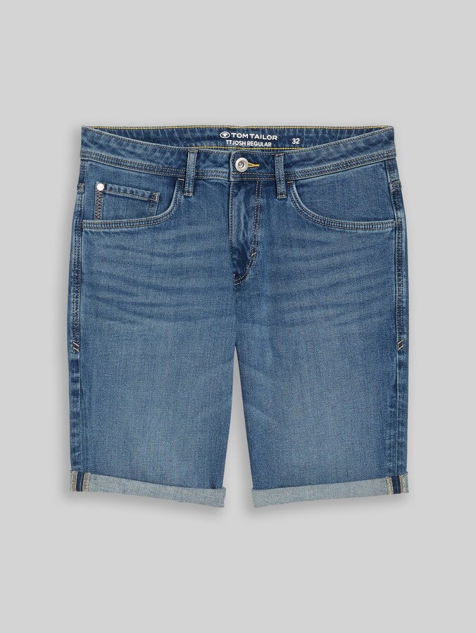 TTJOSH REGULAR SLIM Jeans Shorts von Men, mid stone bright blue denim