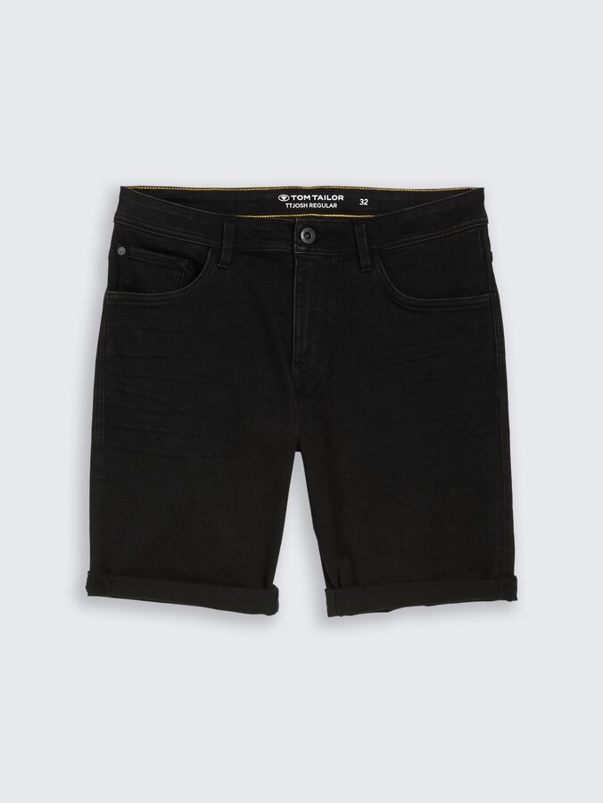 TTJOSH REGULAR SLIM Jeans Shorts von Men, black black denim