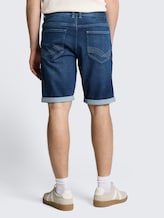 TTJOSH REGULAR SLIM Jeans Shorts mit Superstretch - Used Mid Stone Blue Denim - Auschnitt Model-Rückansicht