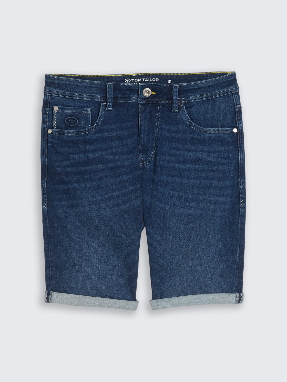 TTJOSH REGULAR SLIM Jeans Shorts mit Superstretch - Used Mid Stone Blue Denim - Vorder-Produkt-Ansicht