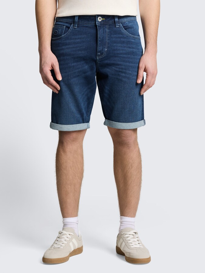 TTJOSH REGULAR SLIM jeansshort met superstretch door Men, Used Mid Stone Blue Denim