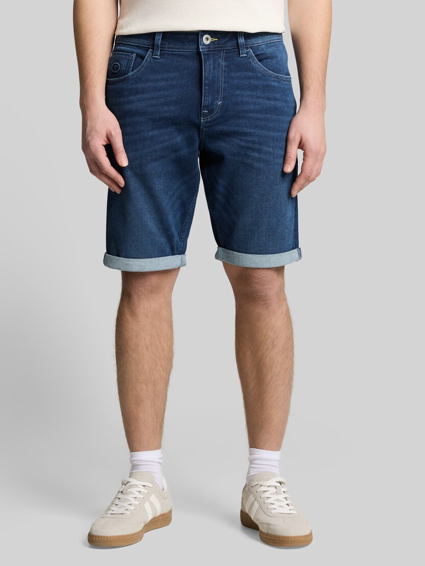 TTJOSH REGULAR SLIM Jeans Shorts mit Superstretch von Men, Used Mid Stone Blue Denim
