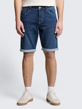 TTJOSH REGULAR SLIM Jeans Shorts mit Superstretch - Used Mid Stone Blue Denim - Ausschnitt Model-Vorderansicht
