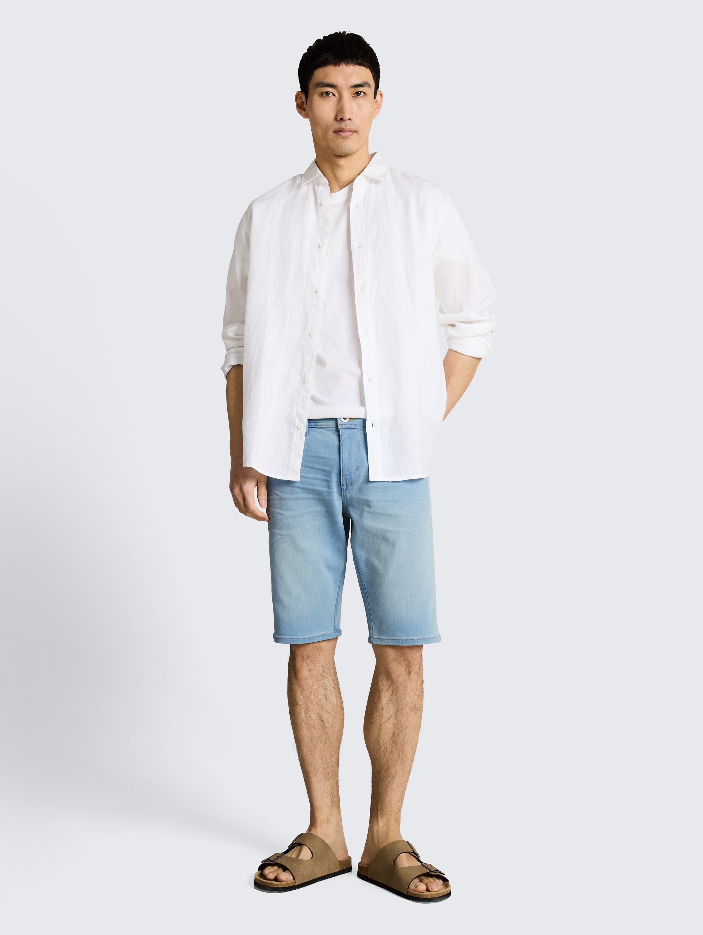 TTJOSH REGULAR SLIM jeansshort met superstretch - light_stone_bright_blue_denim - 