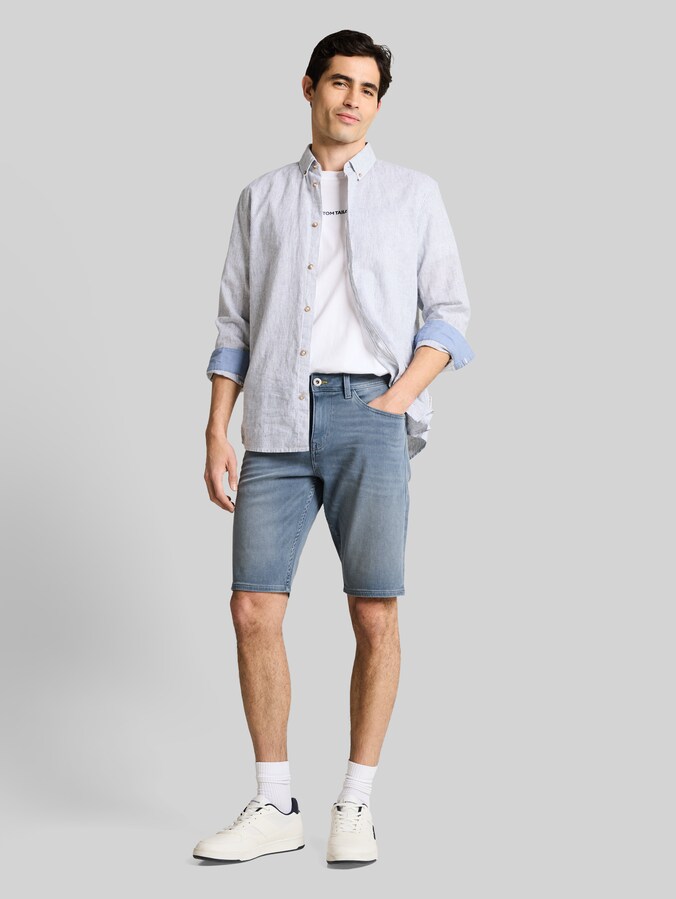 TTJOSH REGULAR SLIM jeansshort met superstretch door Men, mid stone blue grey denim