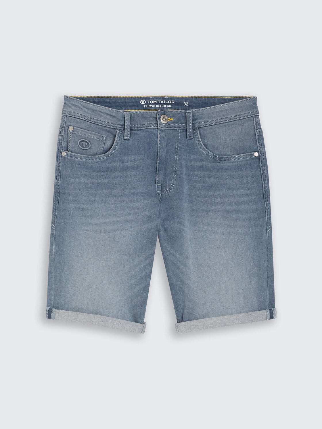 TTJOSH REGULAR SLIM Jeans Shorts mit Superstretch - mid stone blue grey denim - Vorder-Produkt-Ansicht