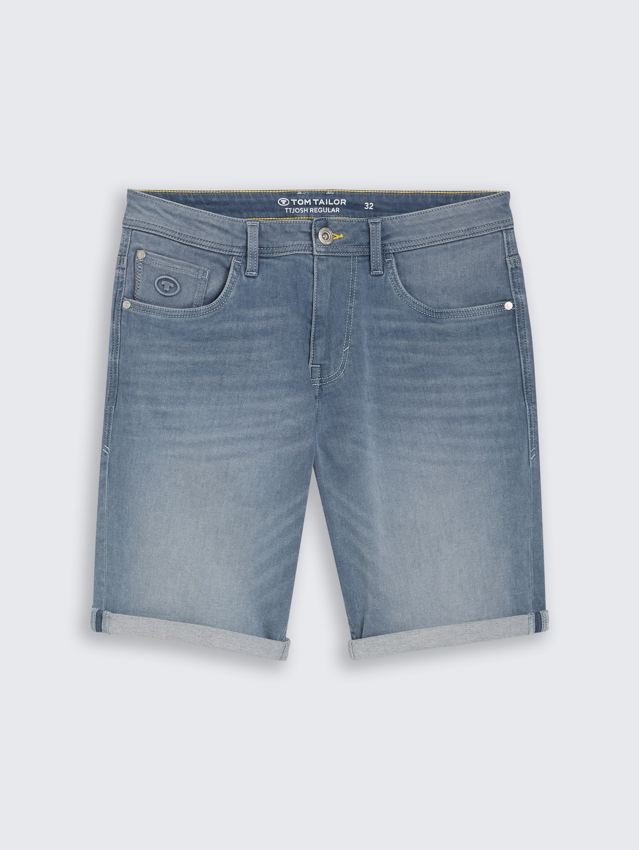 TTJOSH REGULAR SLIM jeansshort met superstretch - mid_stone_blue_grey_denim - 