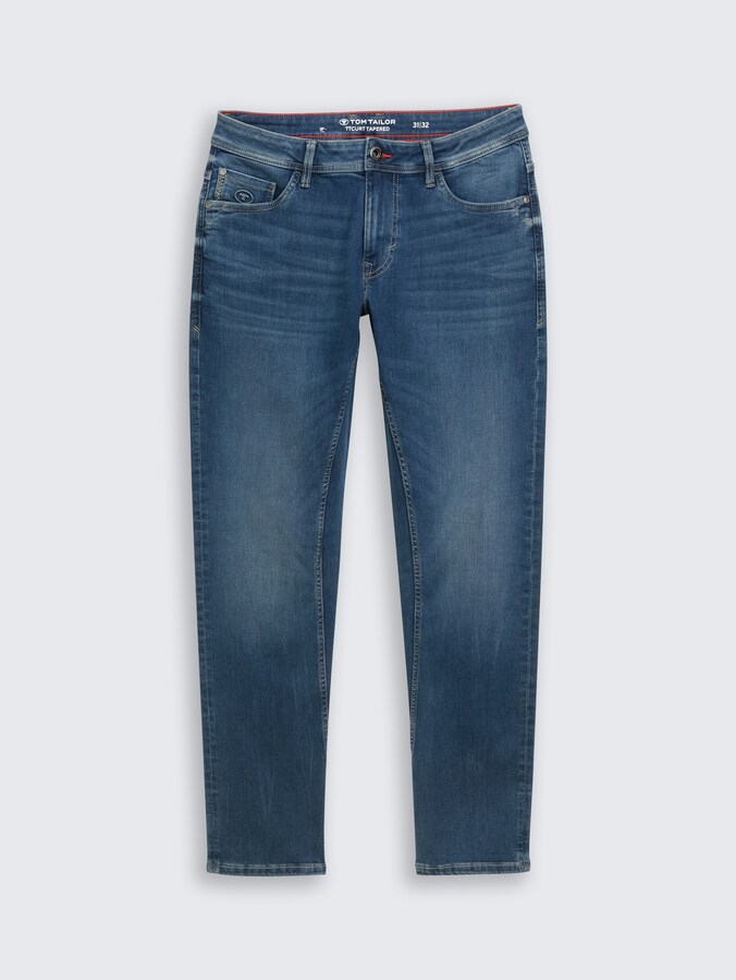 Jeans TTCURT TAPERED avec super stretch par Men, Used Dark Stone Blue Denim