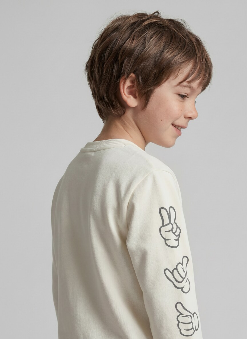 Basic Sweatshirt mit Print - greyish white