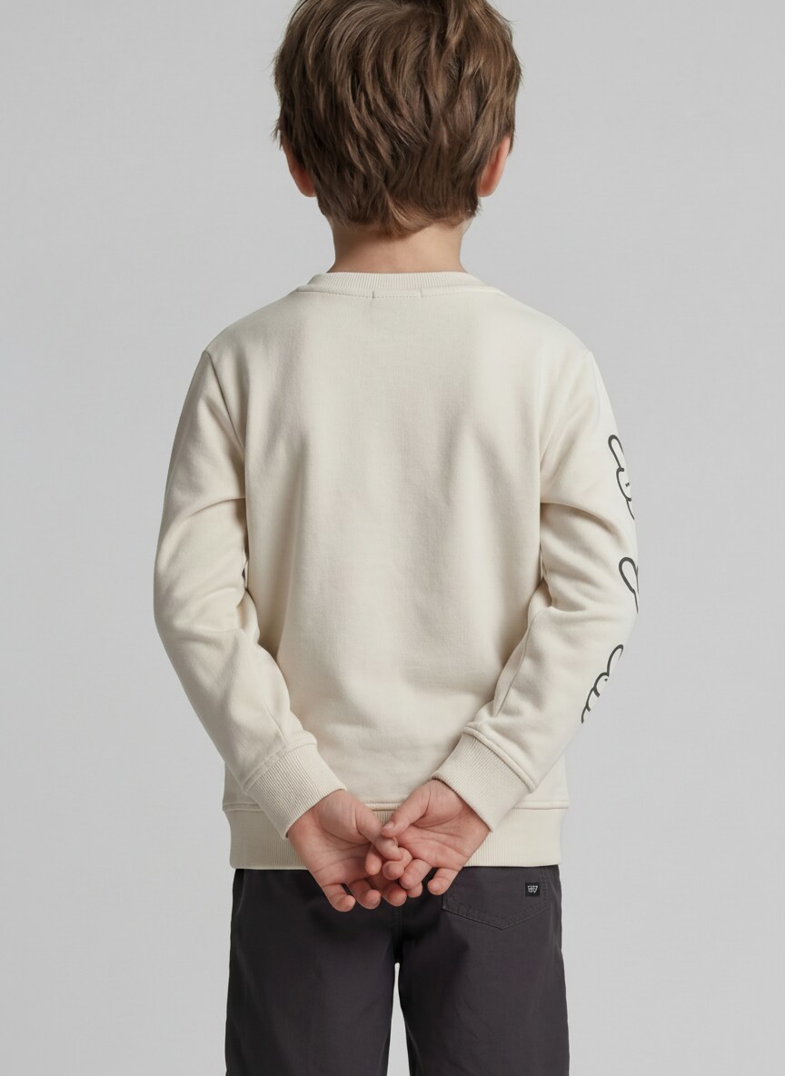 Basic Sweatshirt mit Print - greyish white - Auschnitt Model-Rückansicht