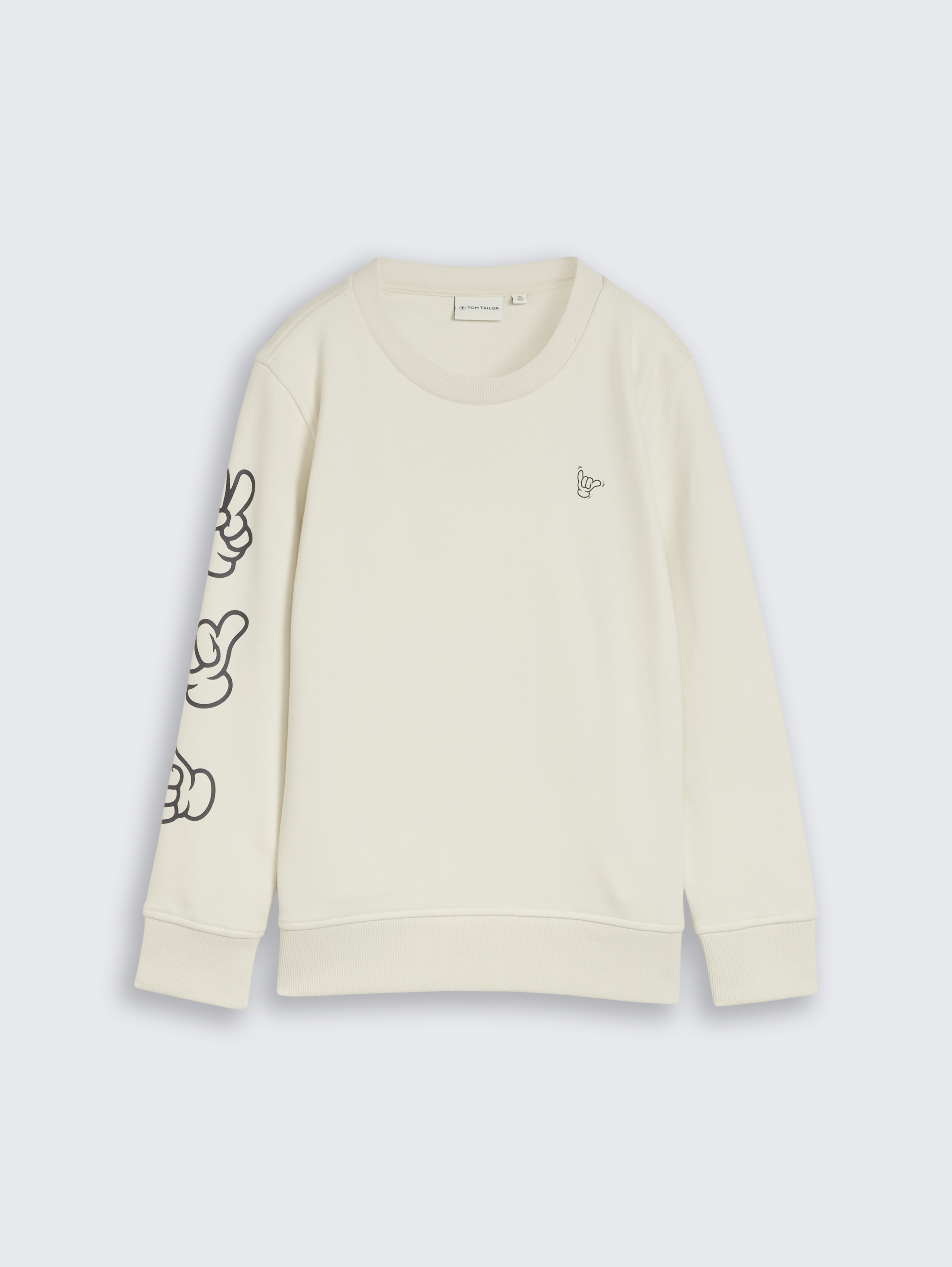 Basic Sweatshirt mit Print von Mini Boys, greyish white