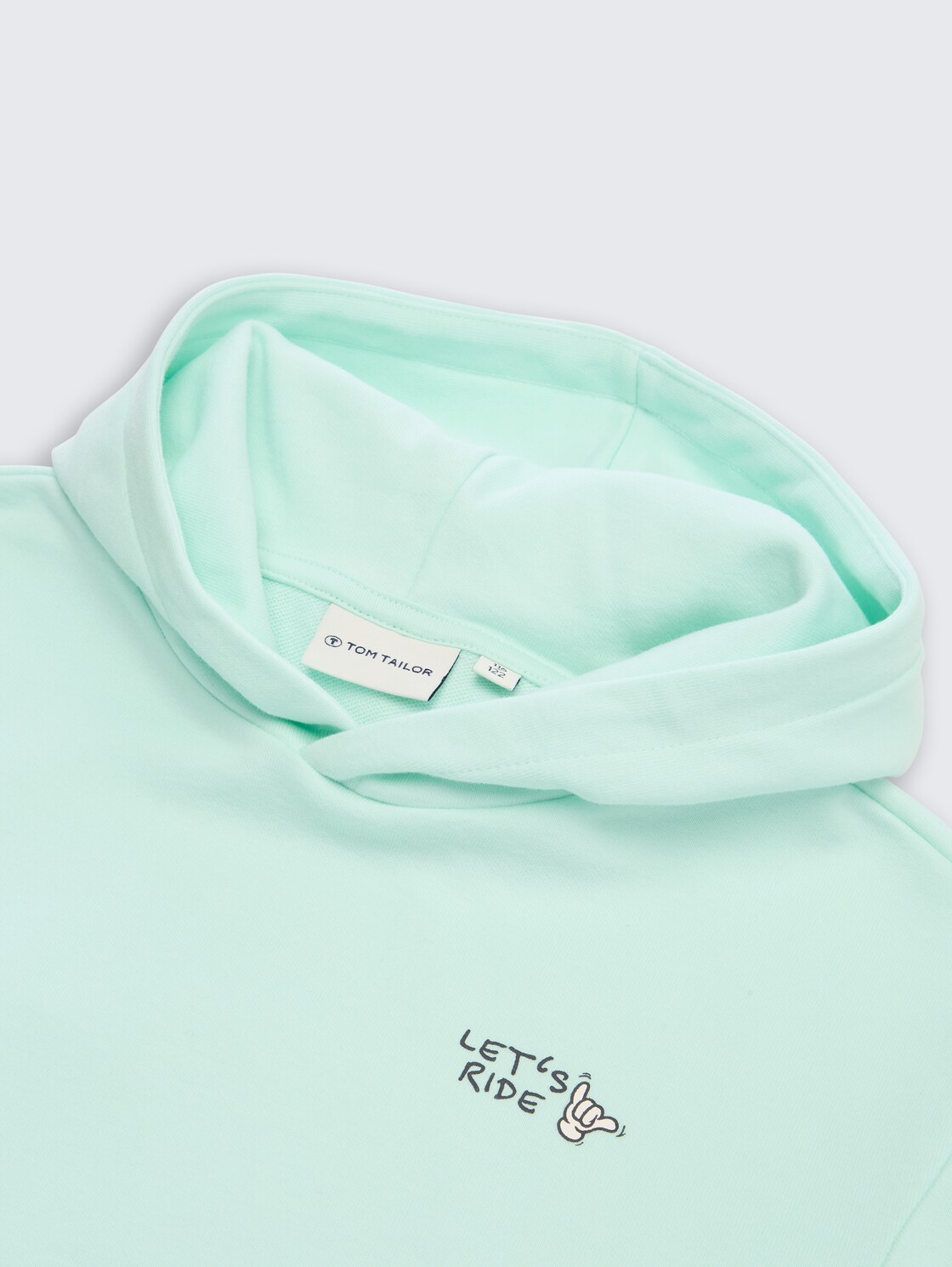 Oversize Hoodie Sweatshirt mit Rückenprint - light bay green - Detail-Model-Ansicht