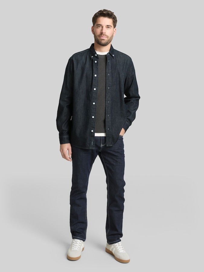Chemise en jean coupe classique par Men, Rinsed Blue Denim