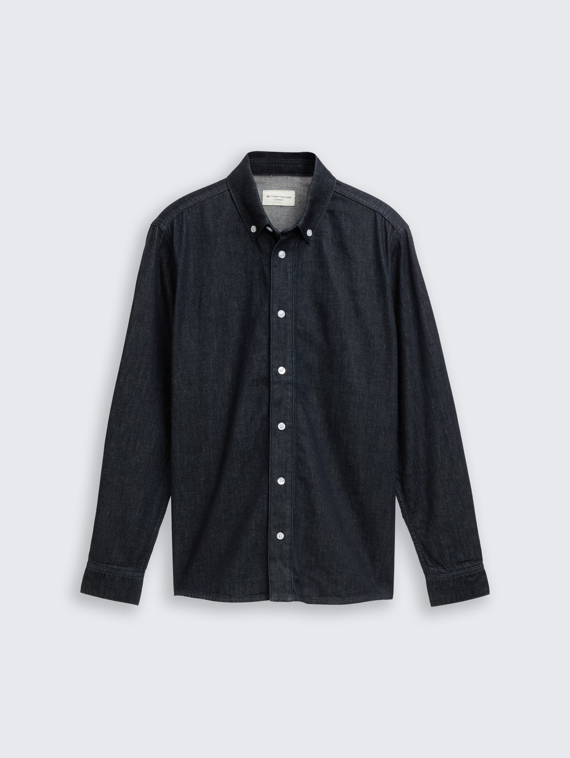 Regular Fit Jeanshemd - Rinsed Blue Denim - Vorder-Produkt-Ansicht