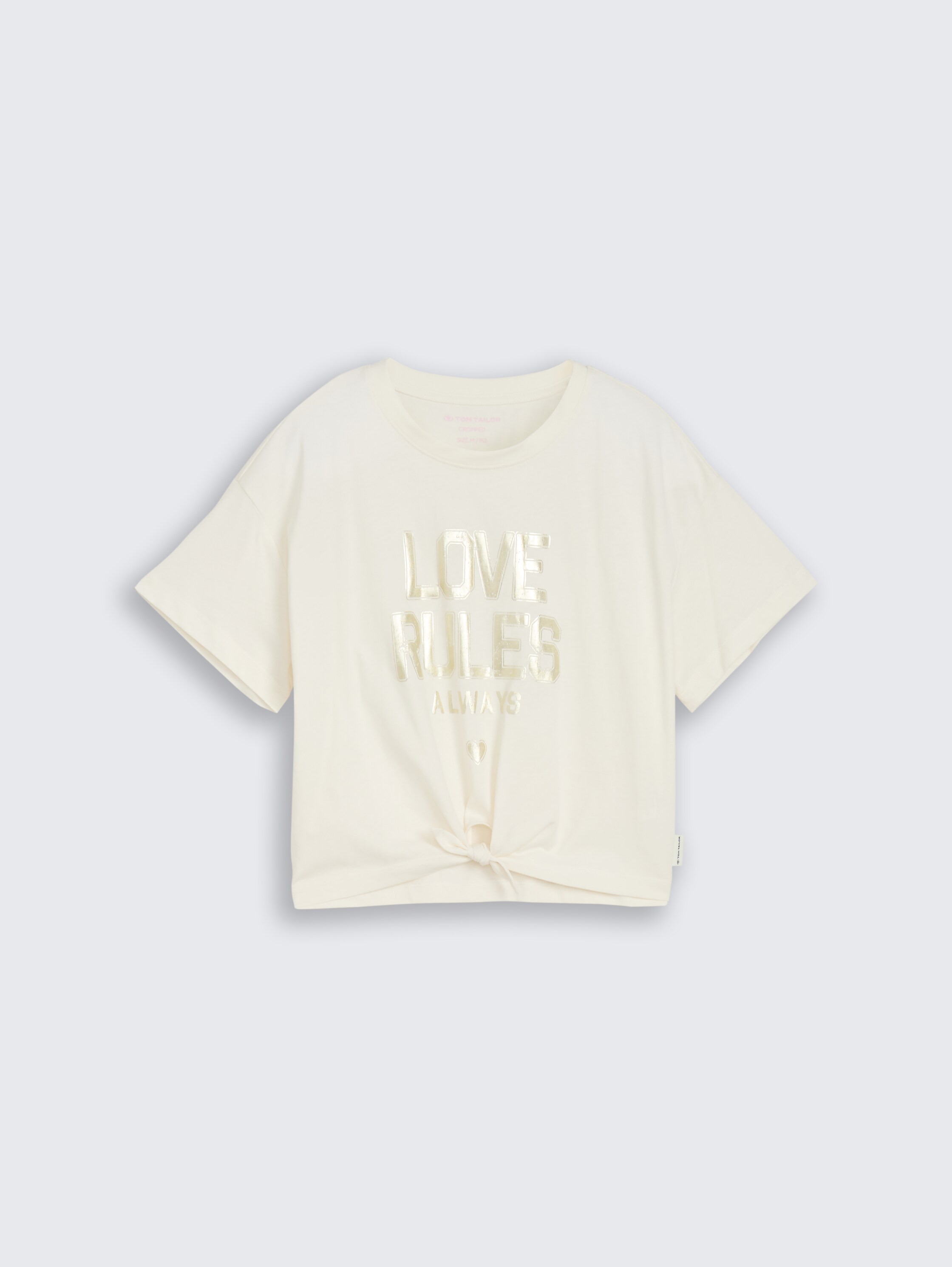 T-shirt court avec détail noué - Wool White - Vue de face du produit