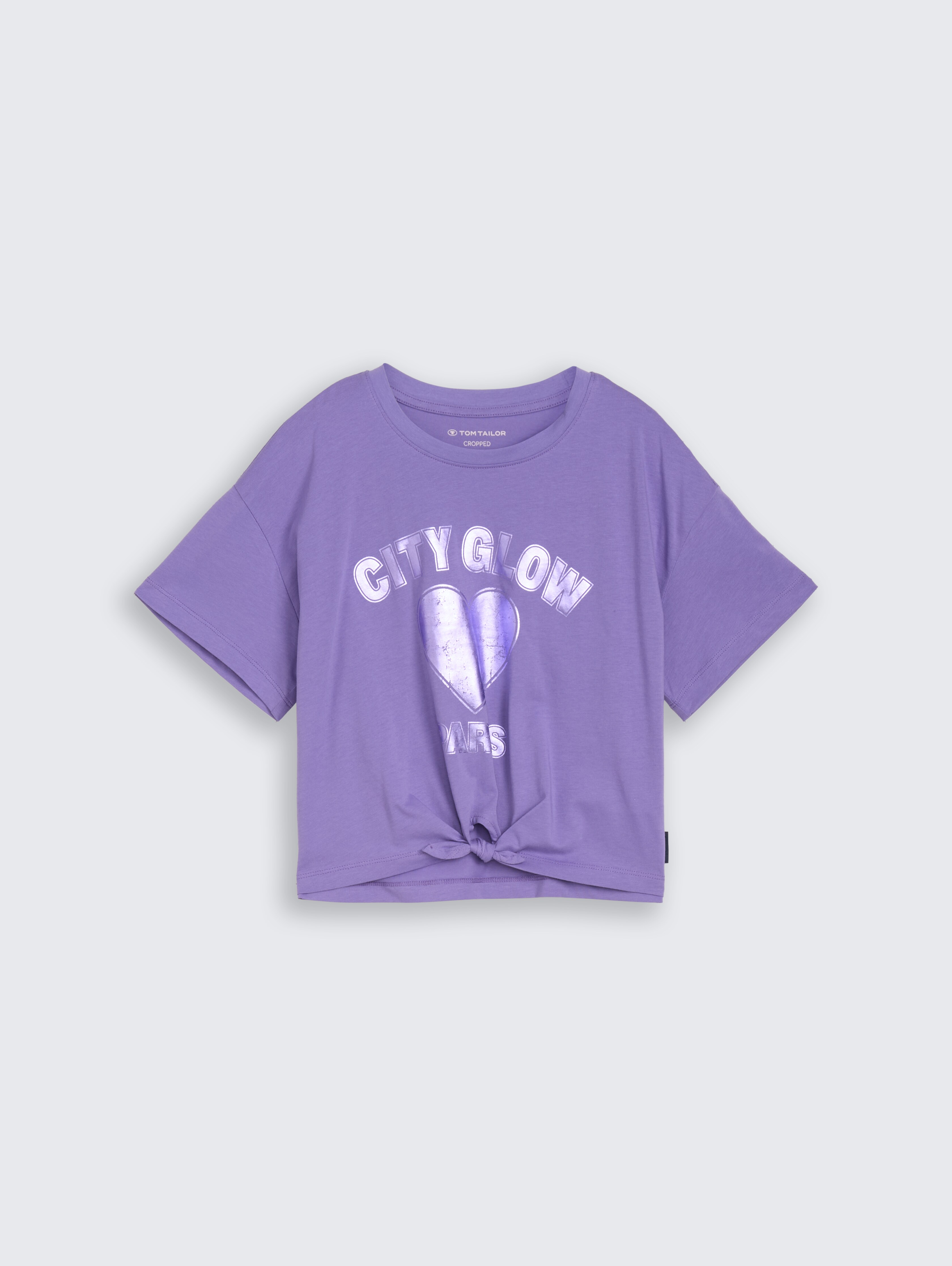 Cropped T-Shirt mit Koten-Detail von Teen Girls, vervain lilac