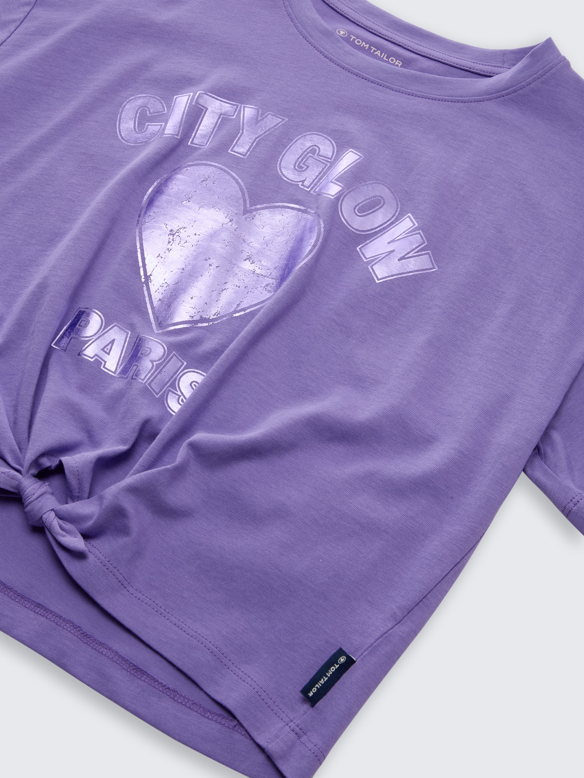 T-shirt court avec détail noué - vervain lilac - Vue détaillée du modèle