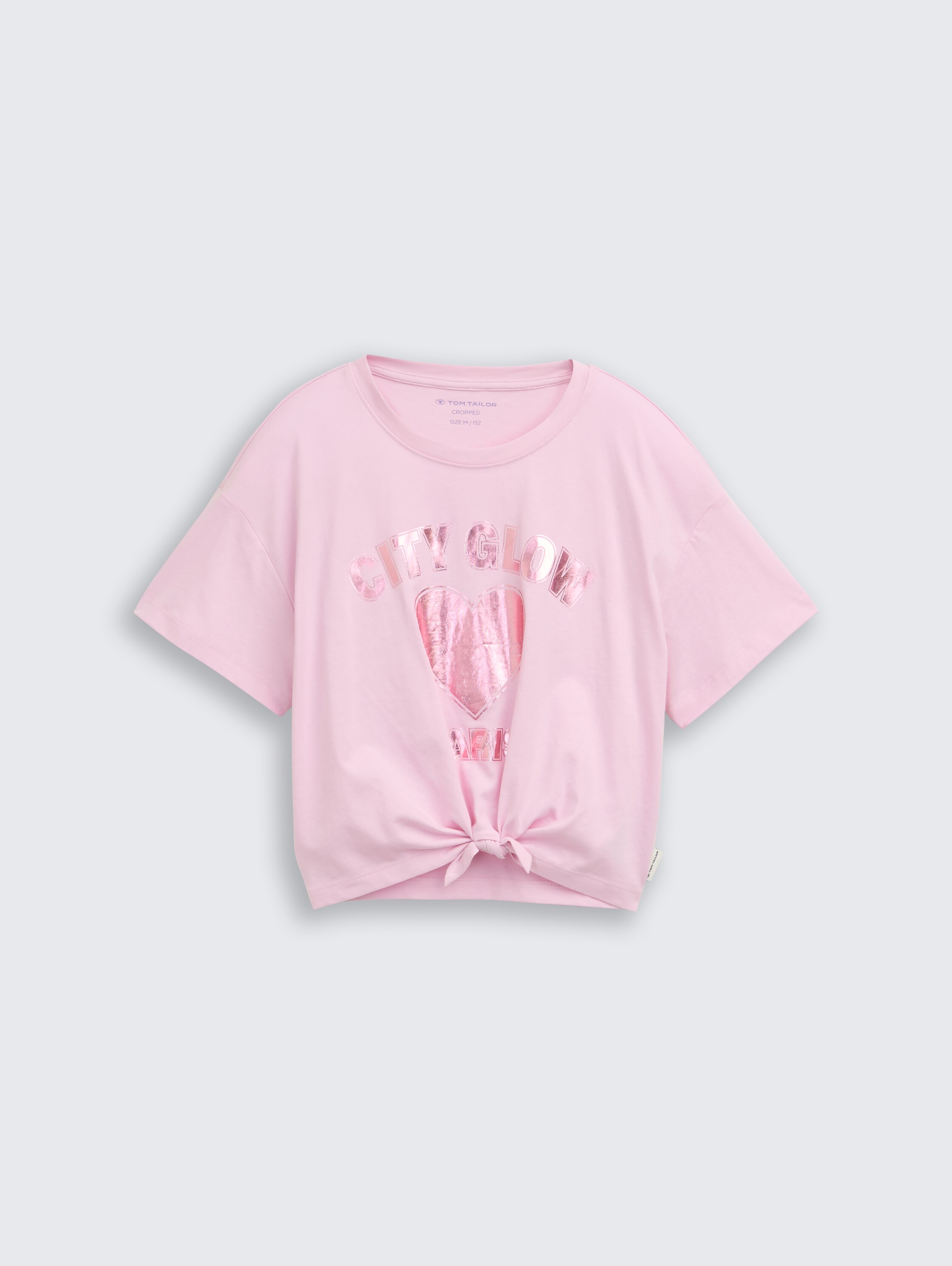 T-shirt court avec détail noué - cold pink - Vue de face du produit