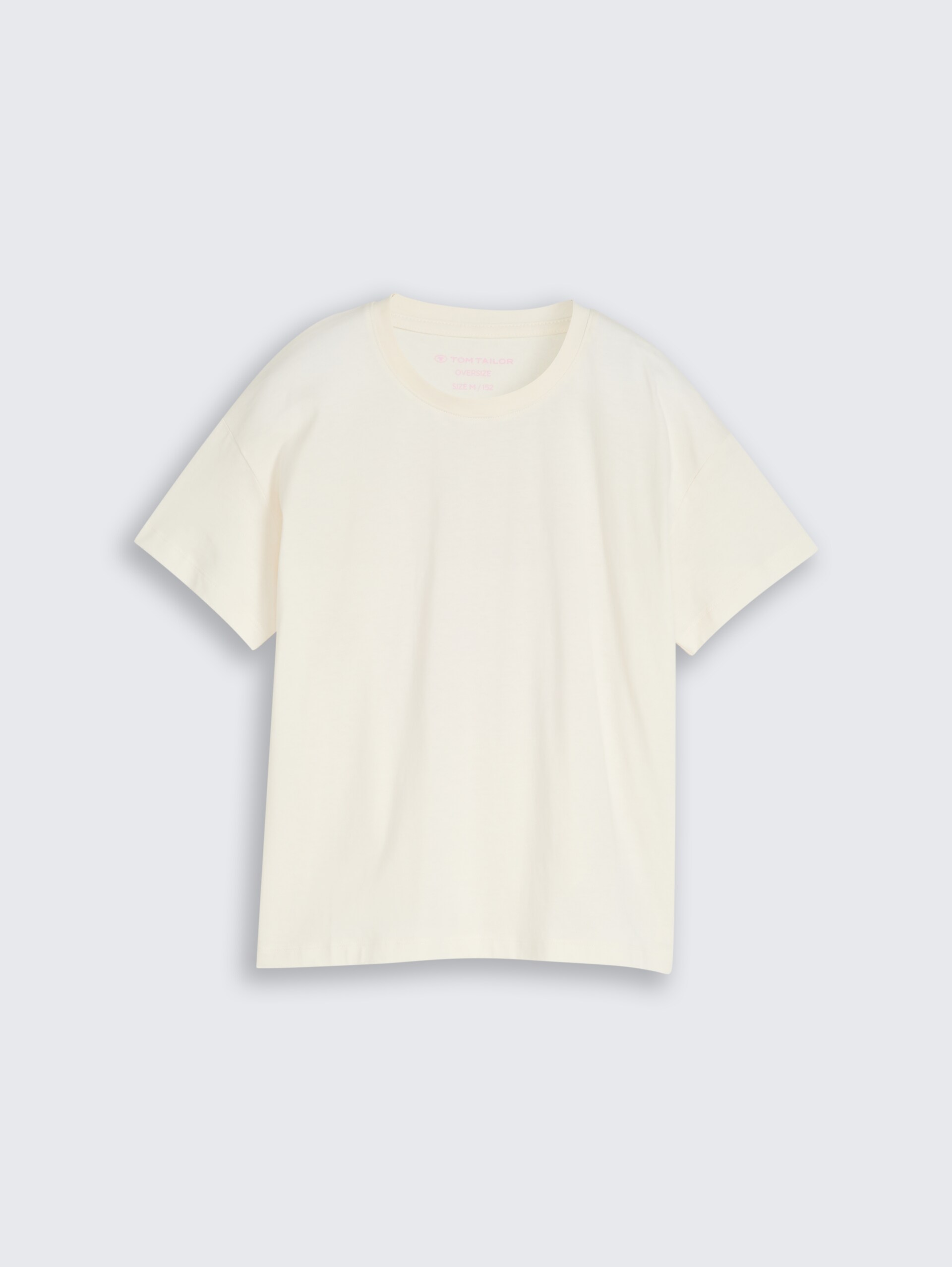 Oversize T-Shirt mit Rückenprint - Wool White - Vorder-Produkt-Ansicht