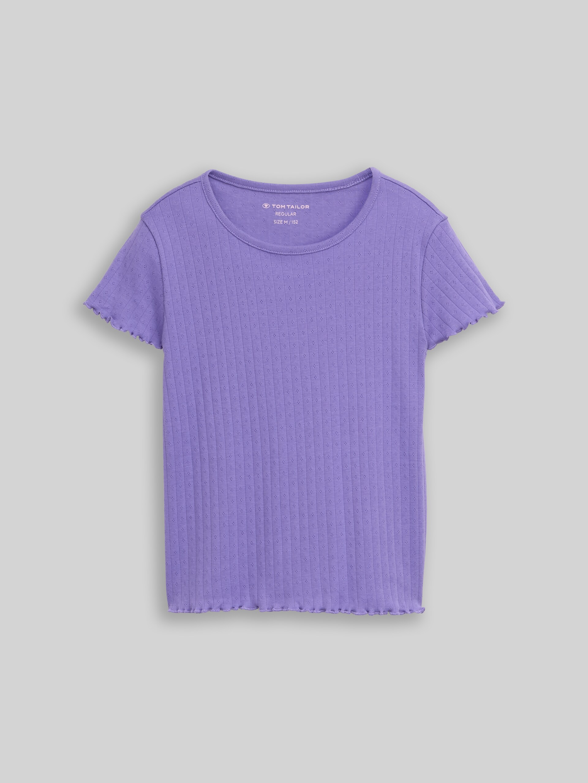 Pointelle T-Shirt aus Baumwolle - vervain lilac - Vorder-Produkt-Ansicht