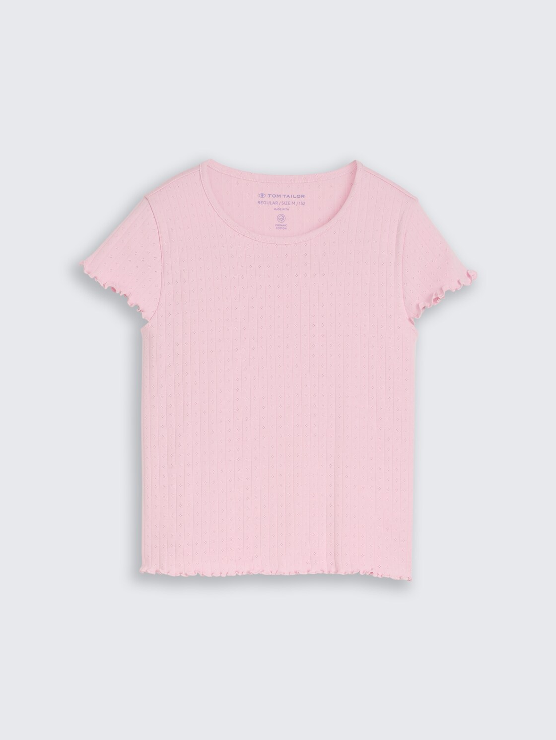Pointelle T-Shirt aus Baumwolle - cold pink - Vorder-Produkt-Ansicht
