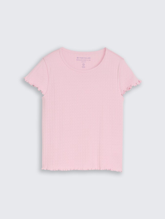 Pointelle T-shirt van katoen door Teen Girls, cold pink