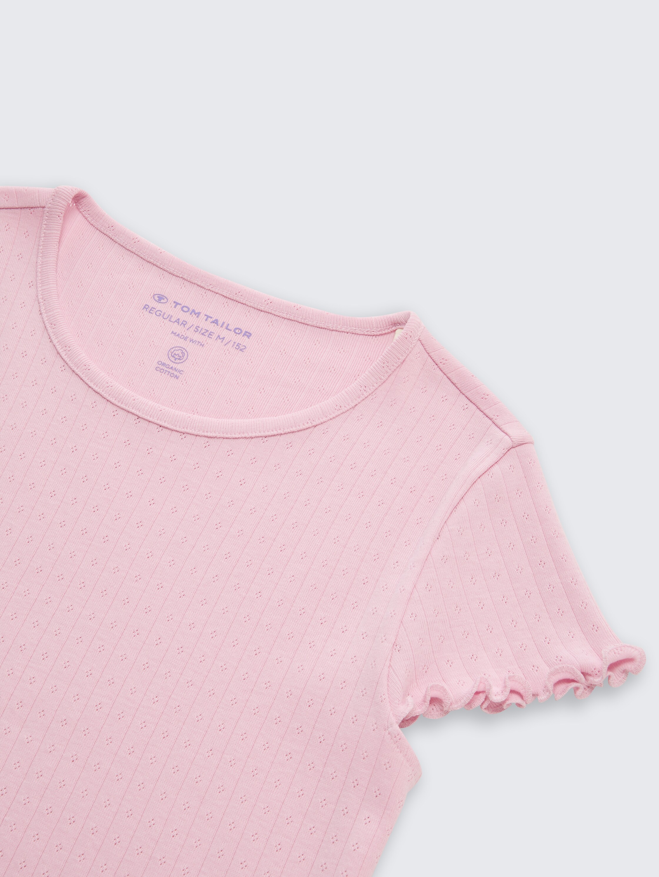 T-shirt en coton pointelle - cold pink - Vue détaillée du modèle