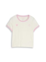 Sélectionné, T-shirt court avec imprimé cœur par Tom Tailor, blanc