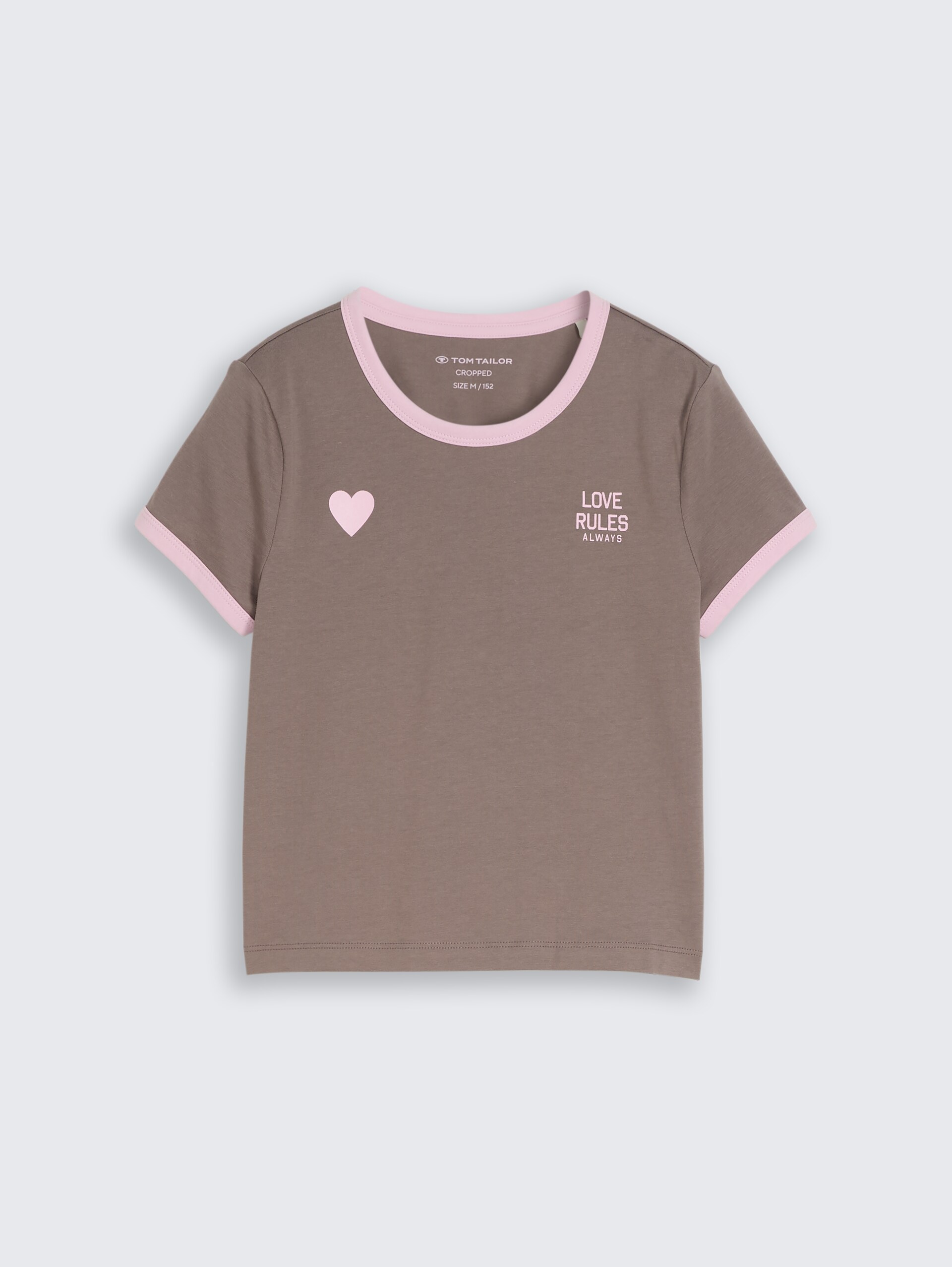 Cropped T-Shirt mit Herz-Print - rusty brown - Vorder-Produkt-Ansicht