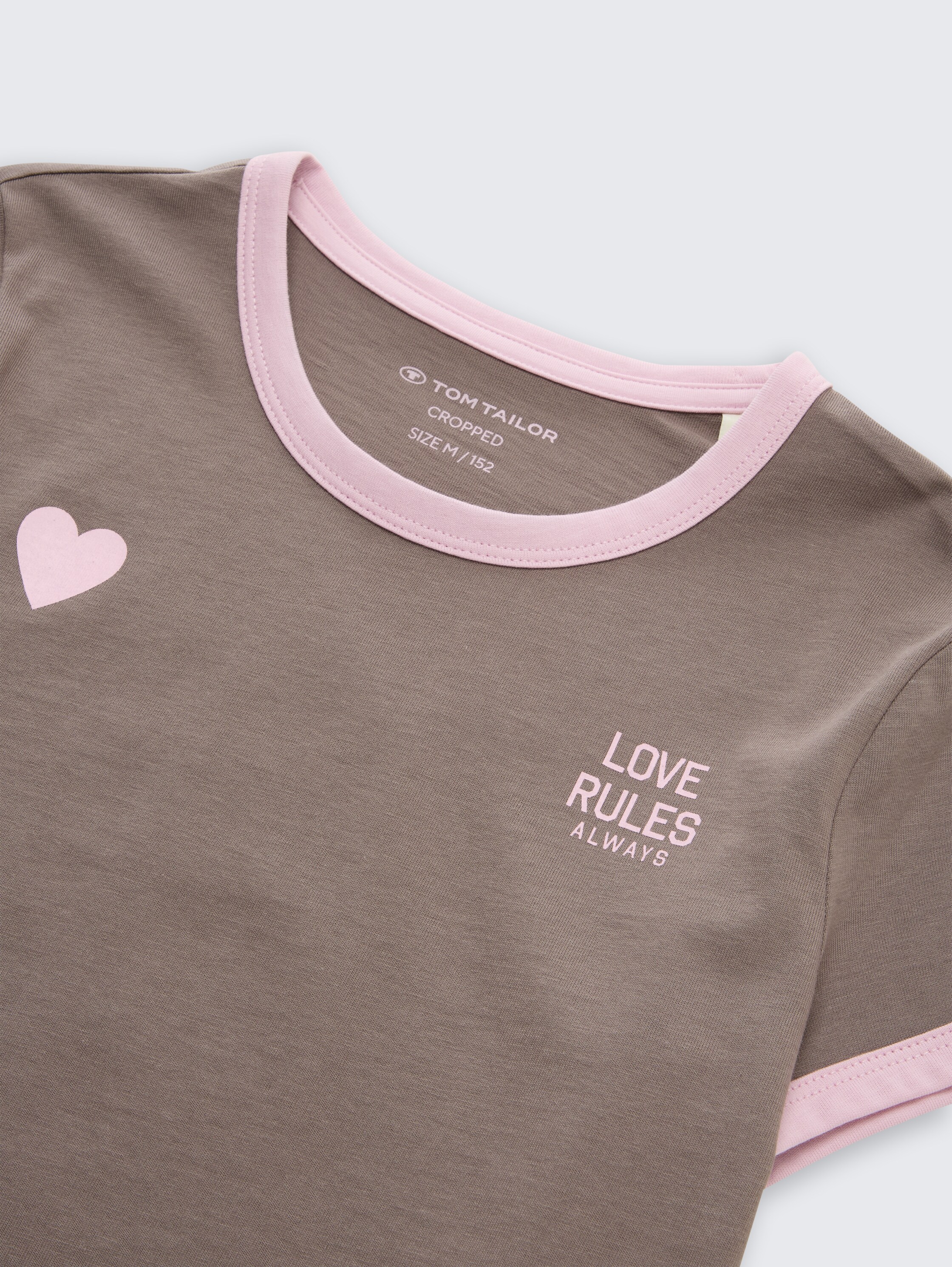 T-shirt court avec imprimé cœur - rusty brown - Vue détaillée du modèle