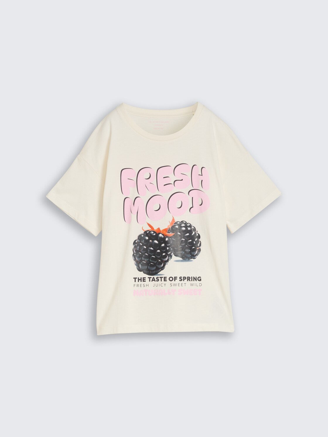 Oversize T-Shirt mit Print - Wool White - Vorder-Produkt-Ansicht