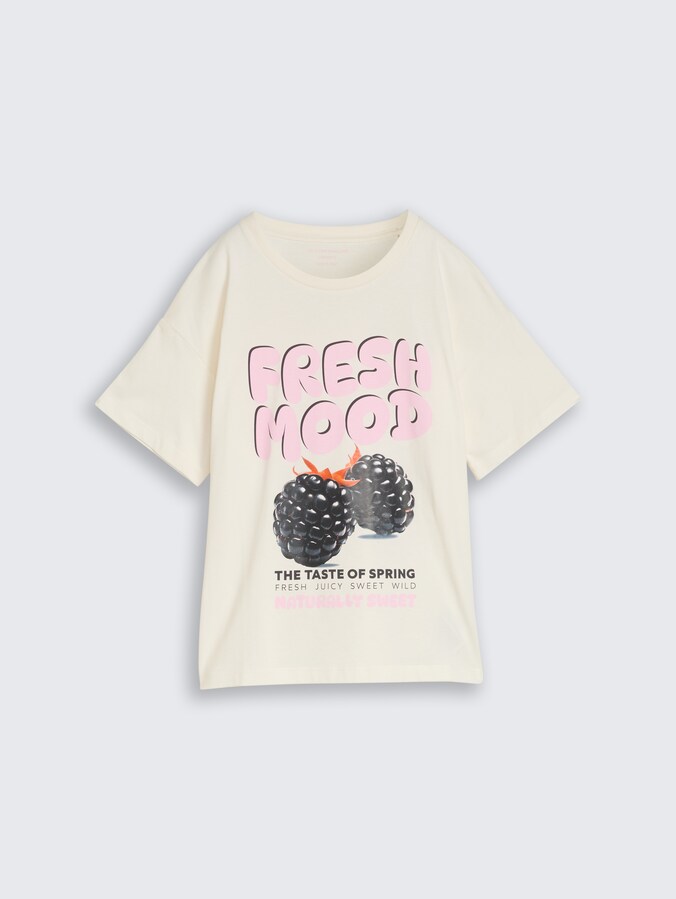 Oversized T-shirt met print door Teen Girls, Wool White