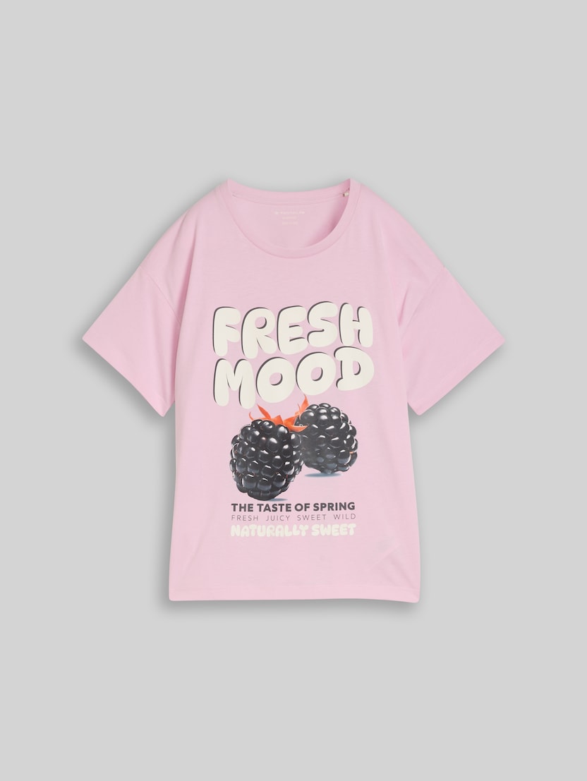 Oversize T-Shirt mit Print von Teen Girls, cold pink