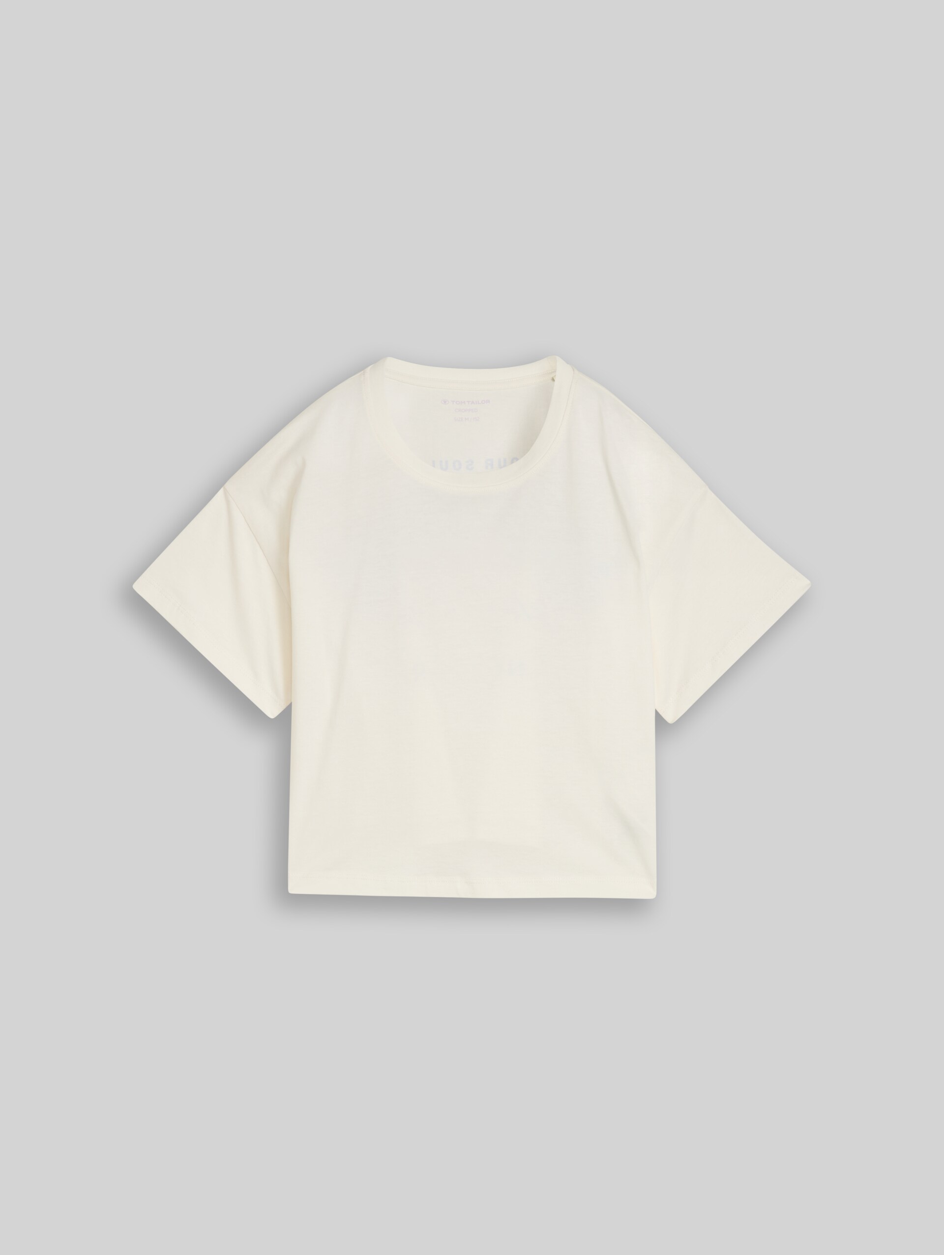 Kort T-shirt met print op de rug - Wool White - Product vooraanzicht