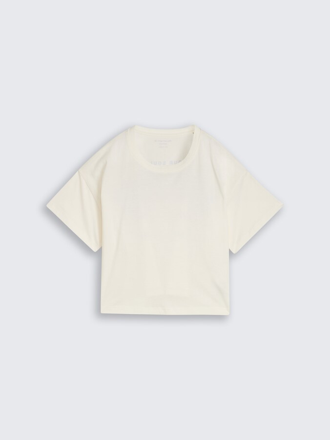 Cropped T-shirt with a print on the back by Teen Girls, Wool White