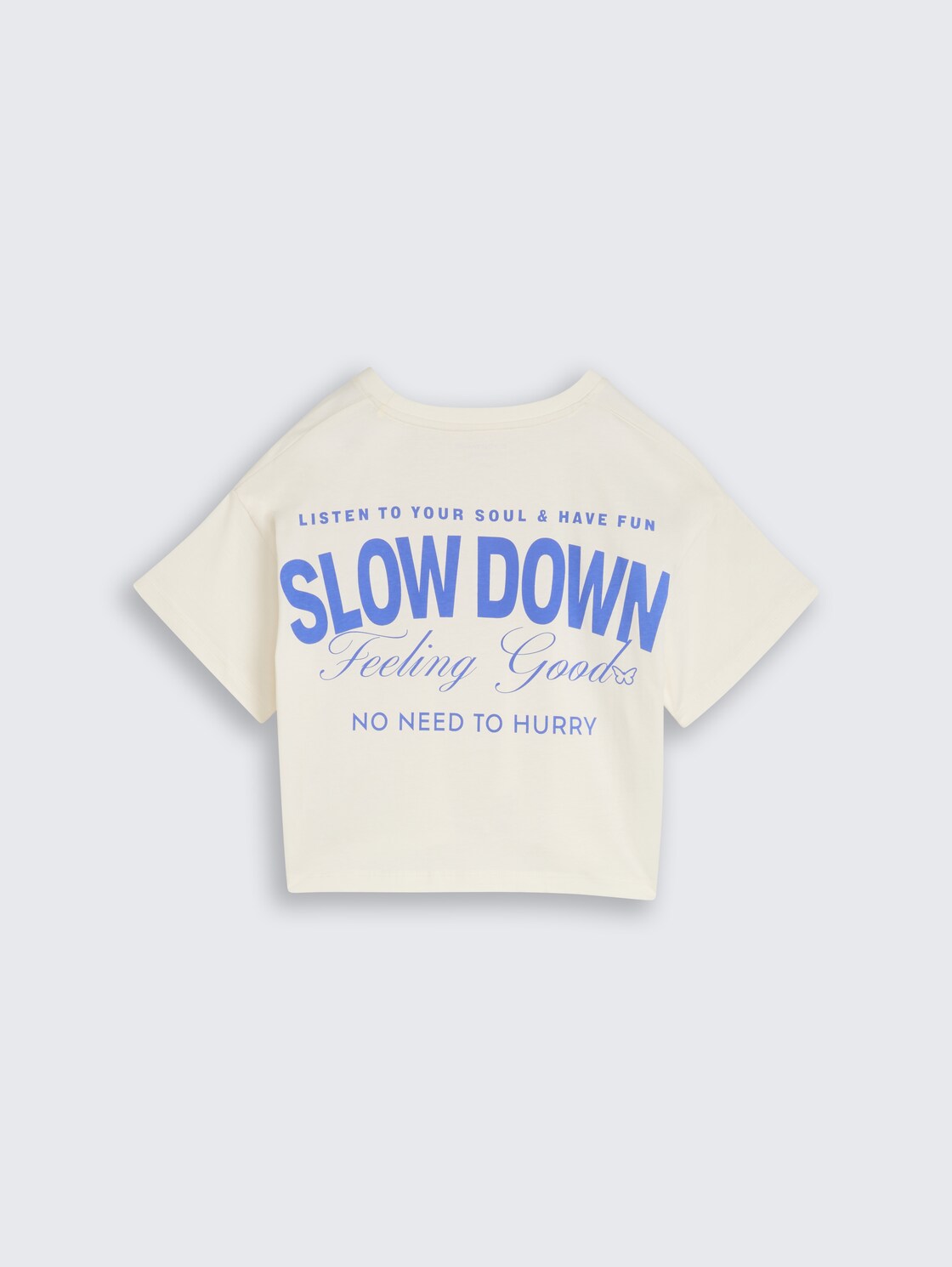 Cropped T-Shirt mit Rückenprint - Wool White