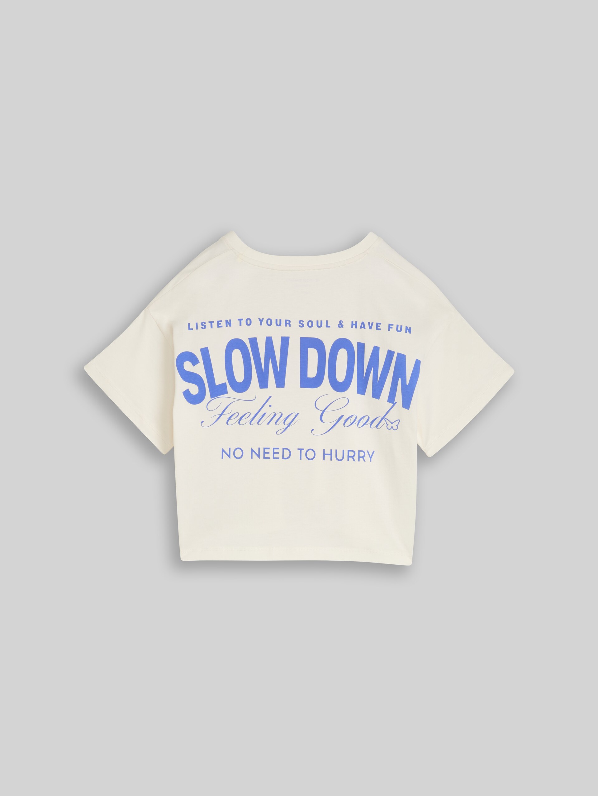 Kort T-shirt met print op de rug - Wool White